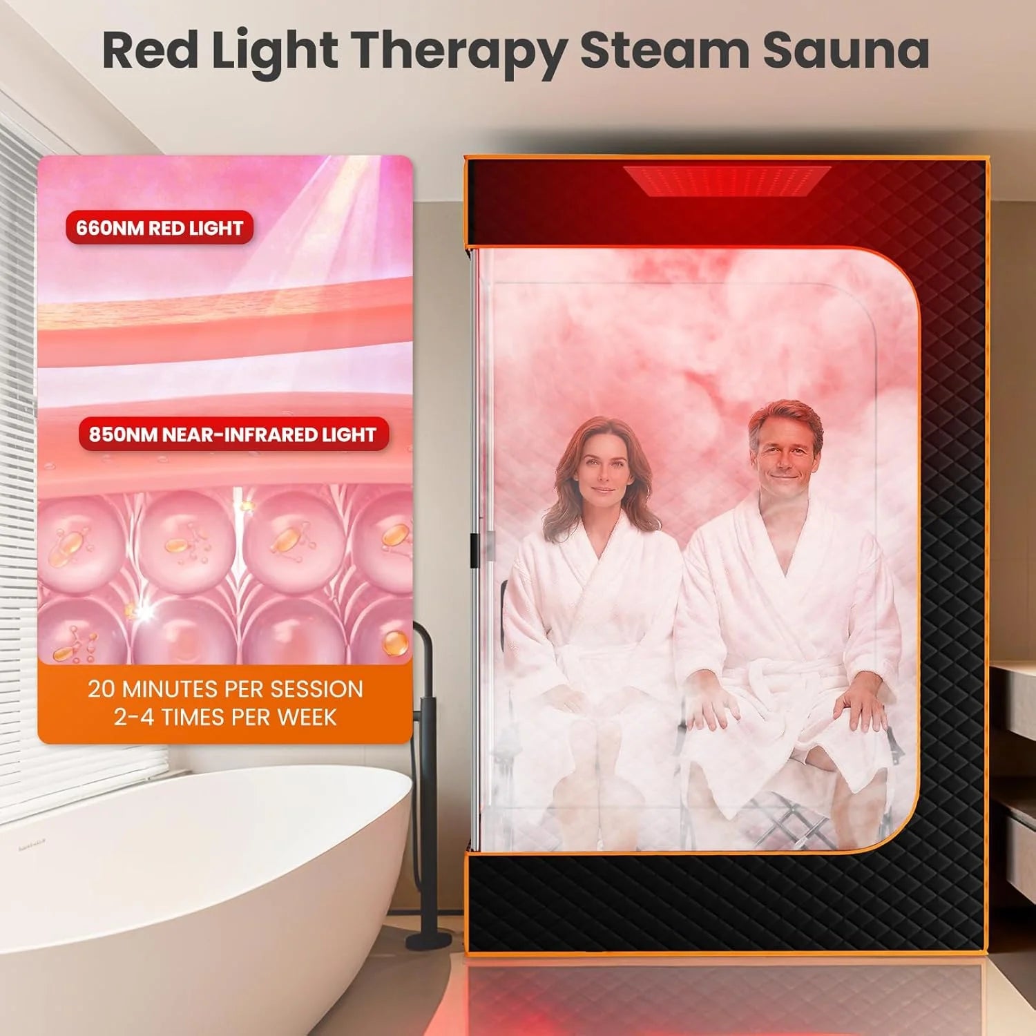 Upgraded Portable Sauna, Portable Sauna Tent for Home with 3L & 1200W Steamer and Folding Chair, Extra Large Size 2-Person Home SPA Steam Sauna Box with Remote Control, 9 Levels Heating